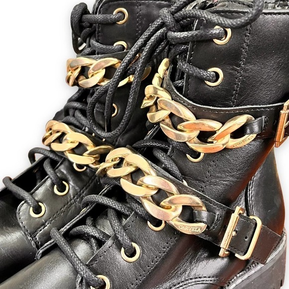 Carvela Kurt Geiger NWT Black Leather Lug Sole Y2K 90s Moto Boot Women's 5.5 - Picture 6 of 13